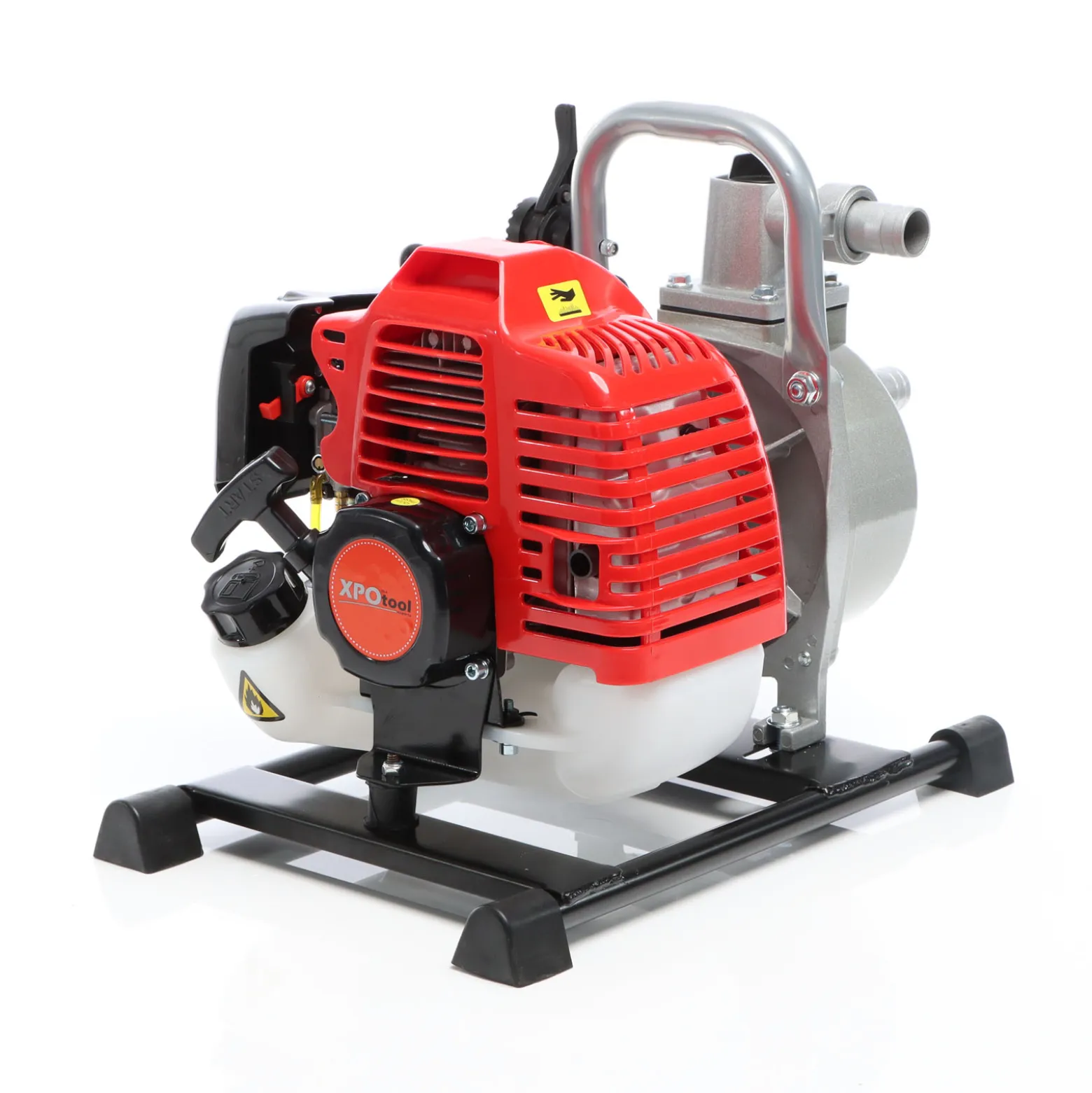 XPOtool Benzin Wasserpumpe 1,4 kW 8.000l/h 30m Förderhöhe, 25,4 mm Anschluss (1"), Gartenpumpe Motorpumpe mit 2-Takt-Motor