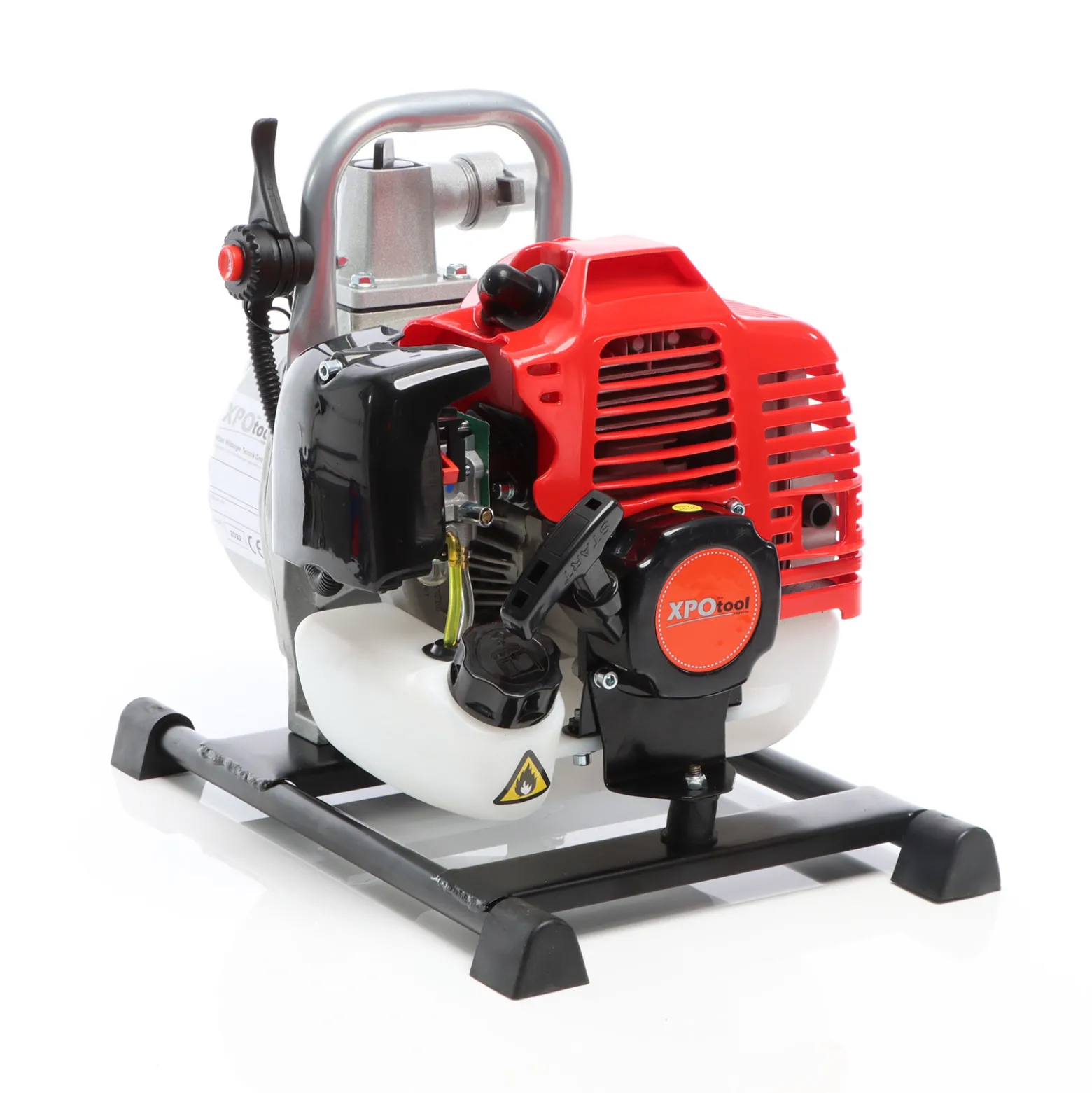 XPOtool Benzin Wasserpumpe 1,47 kW 15.000l/h 35m Förderhöhe, 38 mm Anschluss (1,5"), Gartenpumpe Motorpumpe mit 2-Takt-Motor