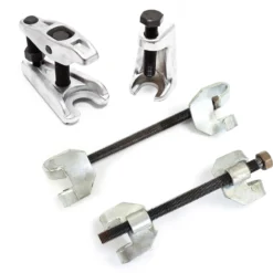 XPOtool Federspanner Satz 4-tlg. 370 mm aus Stahl, mit Kugelgelenkabzieher Montagespanner Audrücker, für Pkw Tuning Tieferlegung, Spannwerkzeug