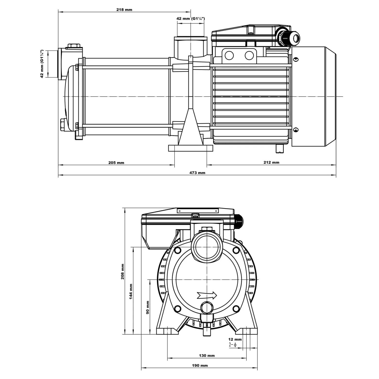 XPOtool Mehrstufige Kreiselpumpe 10200l/h 1650W Förderhöhe 65m, Ansaughöhe 8m, 2850U/min, Wasserpumpe für Hauswasserwerke, Haus und Garten