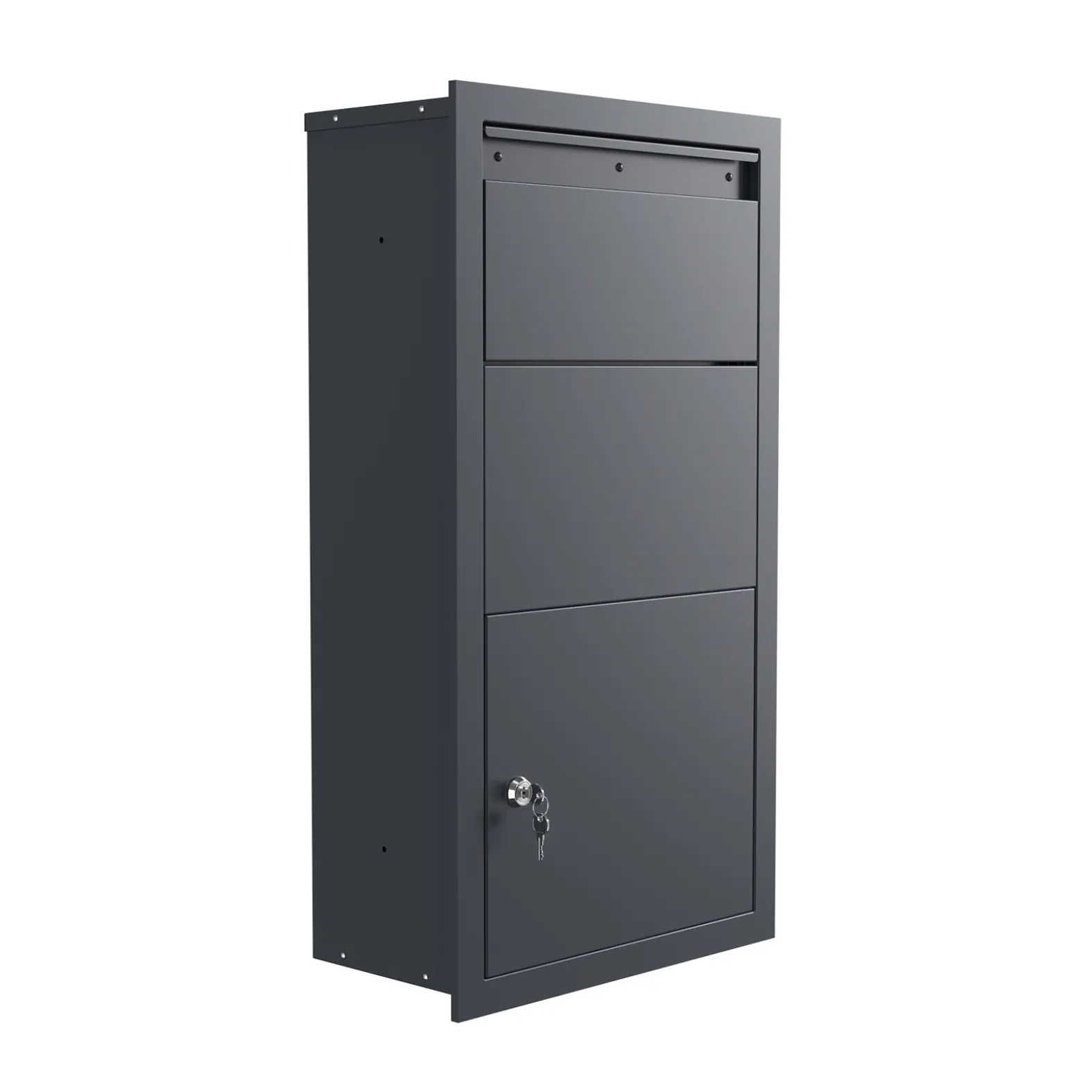 XPOtool Paketkasten Anthrazit 470 x 220 x 870 mm, Paketbox Zuhause, private Paketannahme passend für Pakete und Päckchen, Wandbriefkasten Stahl