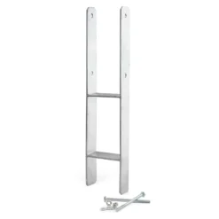 XPOtool Pfostenträger feuerverzinkt 101 x 600mm, H-Anker aus Carbonstahl, Pfostenanker mit Bohrlöchern M10 x 130, Pfostenschuh mit 2 Verstrebungen
