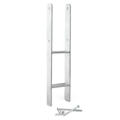 XPOtool Pfostenträger feuerverzinkt 71 x 600mm, H-Anker aus Carbonstahl, Pfostenanker mit Bohrlöchern M10 x 90, Pfostenschuh mit 2 Verstrebungen