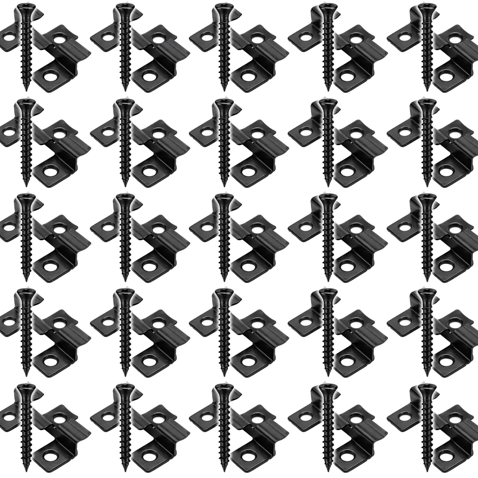 XPOtool Set 50x Edelstahl Clips 8 mm, schwarz, 60x Sechsrund Schrauben 3,5x20 mm T15 zur Montage von Terrassendiele mit 8 mm Nut