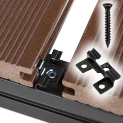 XPOtool Set 50x Edelstahl Clips 7 mm, schwarz, 60x Sechsrund Schrauben 3,5x20 mm T15 zur Montage von Terrassendiele mit 7 mm Nut