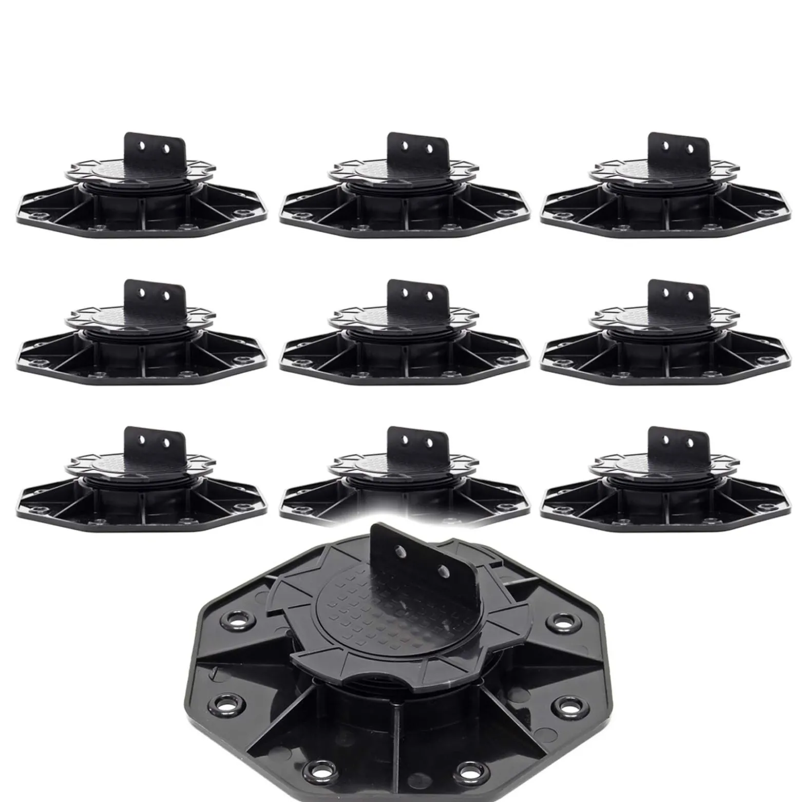 XPOtool Set 10x Stelzlager für Terrassen, 2700kg, 18-28mm, höhenverstellbare Stellfüße für Terrassendielen, Platten und Planken