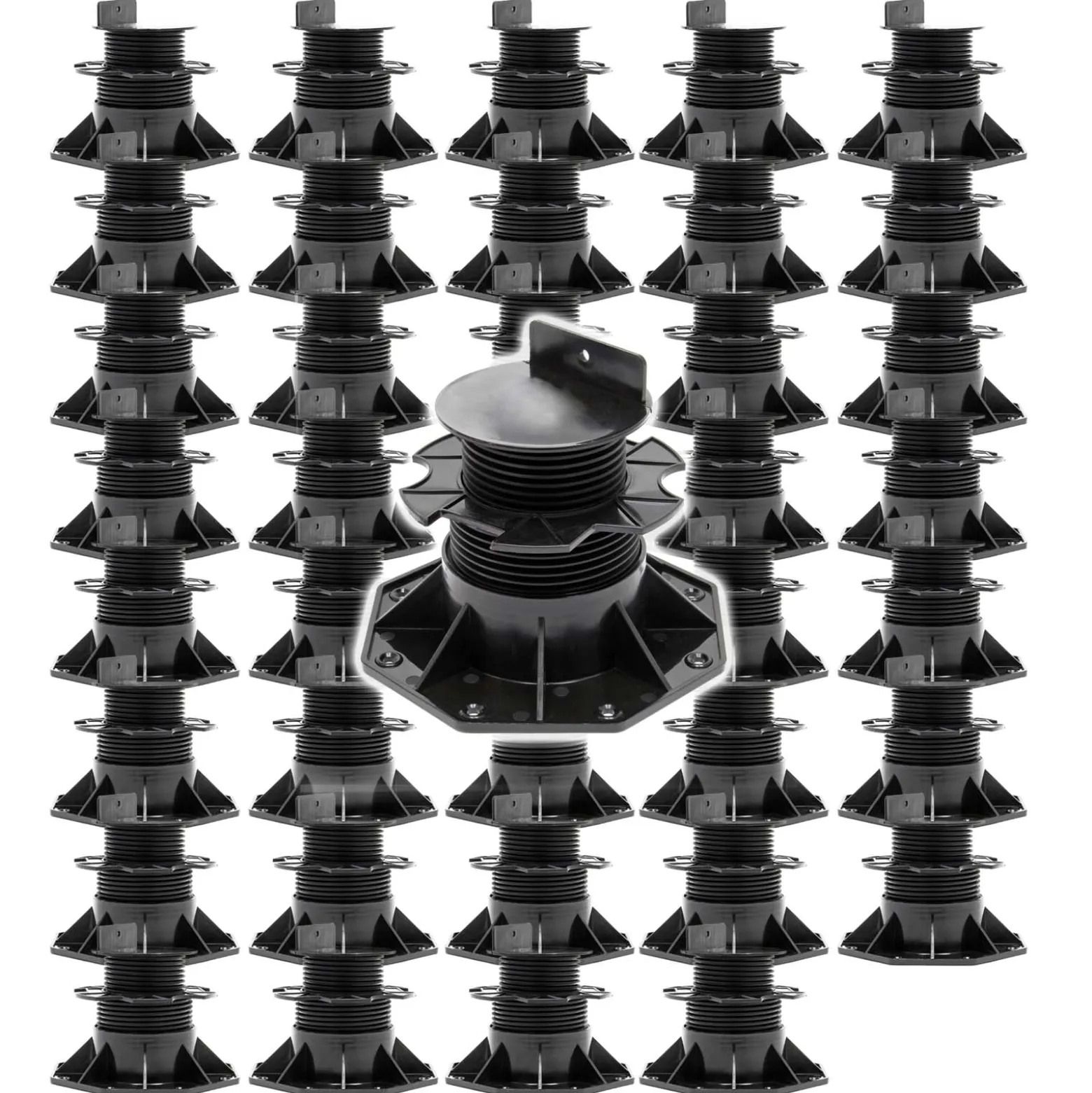 XPOtool Set 40x Stelzlager für Terrassen, 2700kg, 60-138mm, höhenverstellbare Stellfüße für Terrassendielen, Platten und Planken