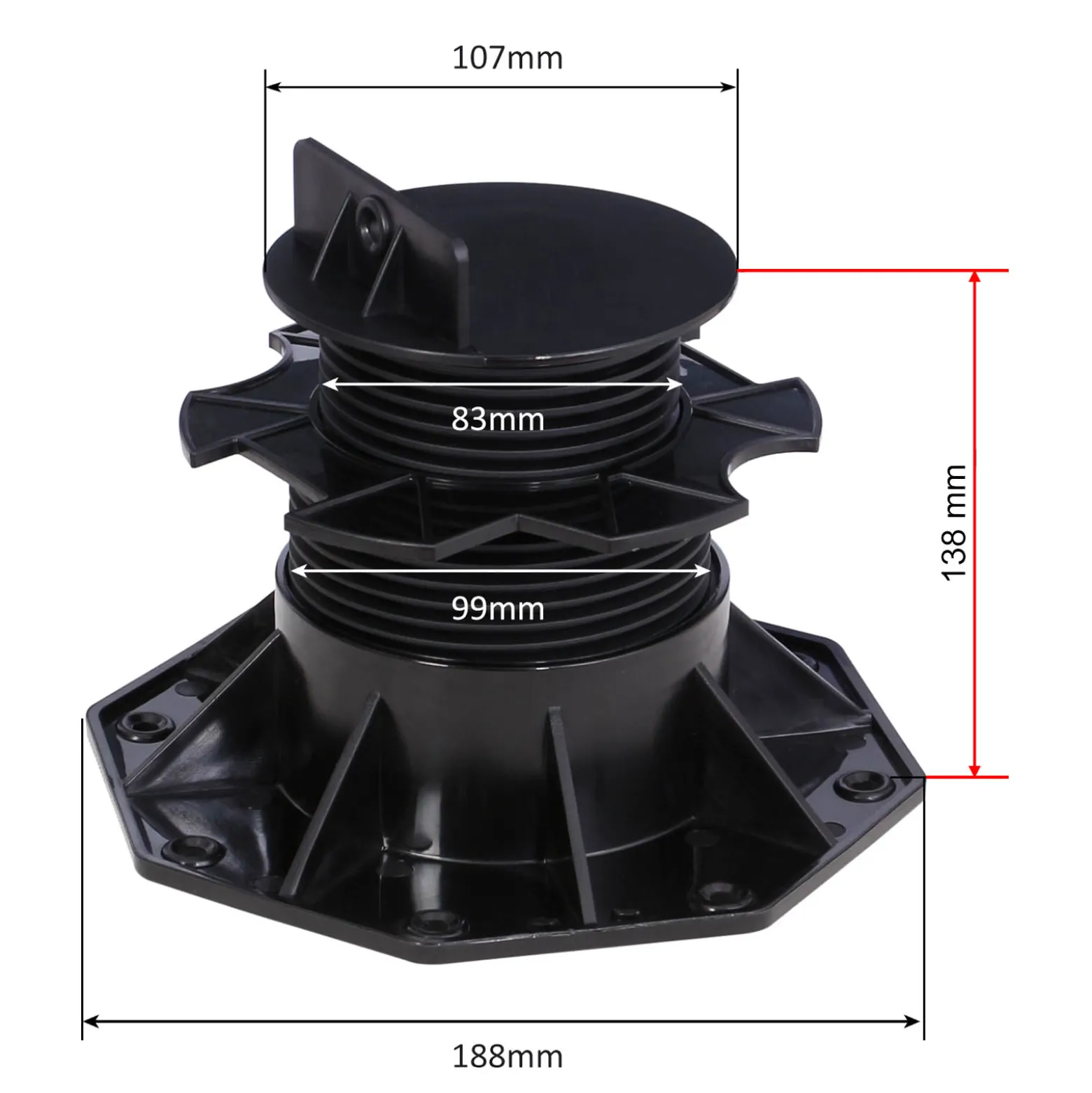 XPOtool Set 40x Stelzlager für Terrassen, 2700kg, 60-138mm, höhenverstellbare Stellfüße für Terrassendielen, Platten und Planken