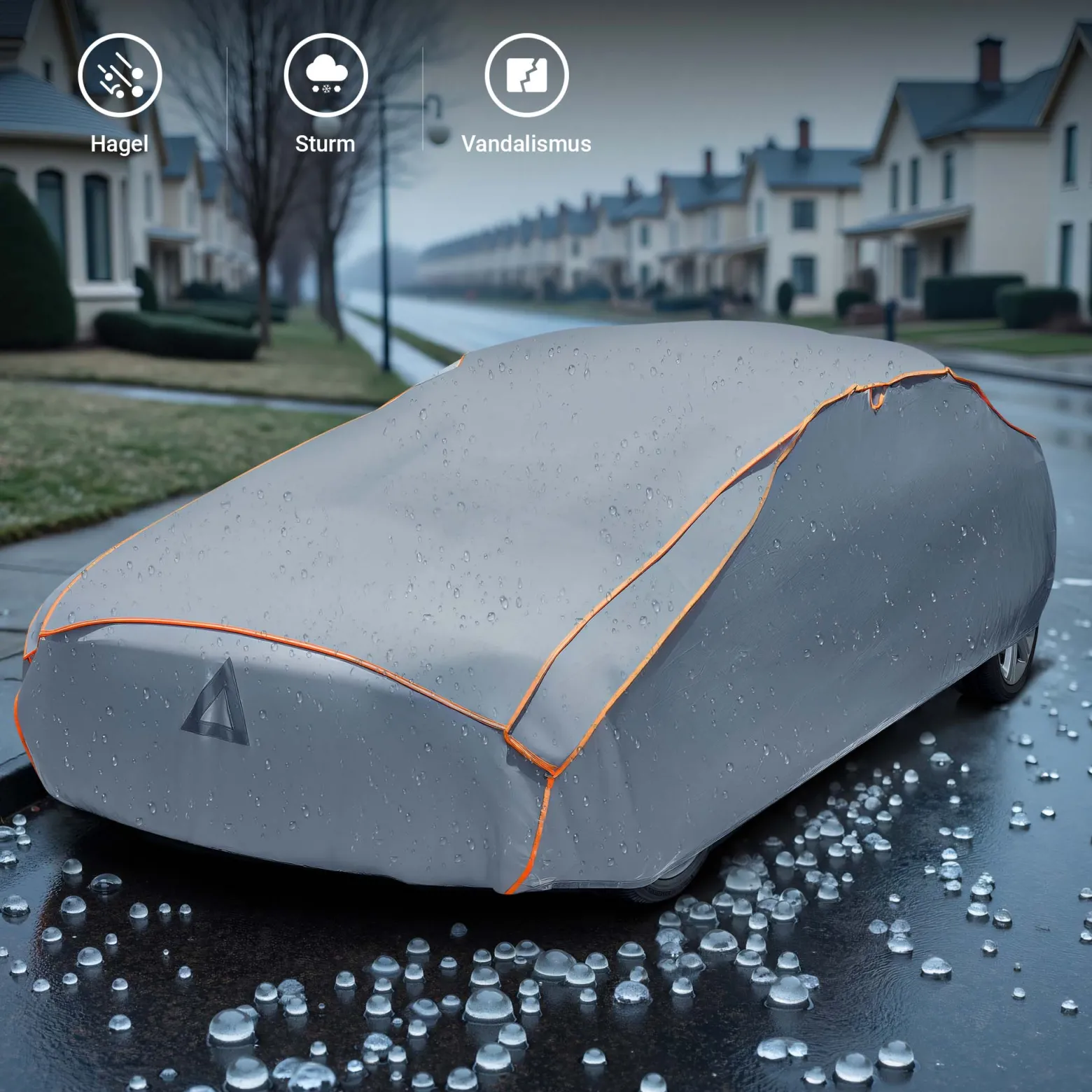 XPOtool Vollgarage für Auto Größe M 431x165x119cm Schutz vor Hagel, wasserdicht, lackschonend, Autoabdeckung mit Luftschlitzen, Reflektoren, Spanngurten