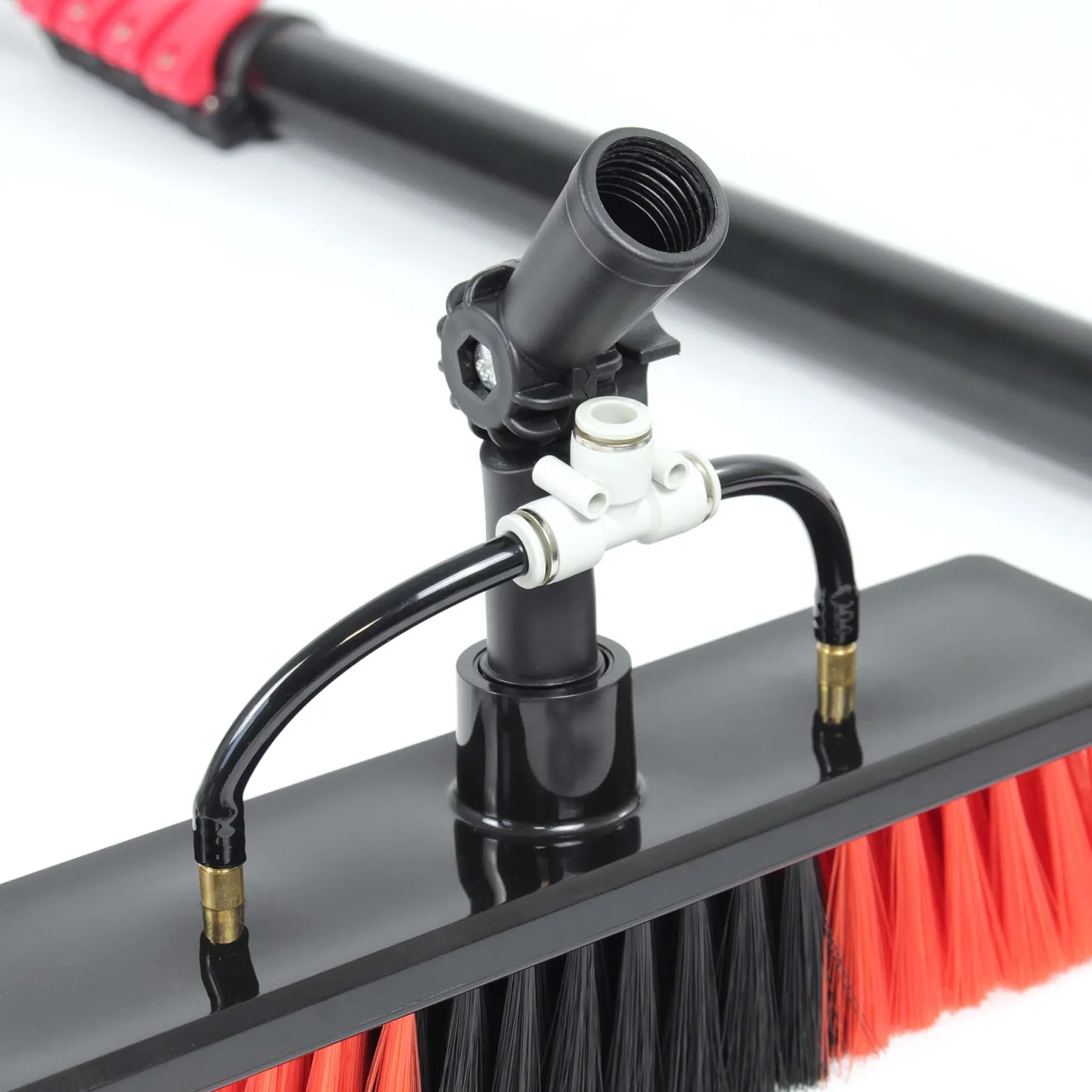 XPOtool Waschbürste Teleskopstiel und Wasserzufuhr Set, 9 m Stiel, 15 m Schlauch, Waschbesen u.a. für Fenster und Solarpaneele