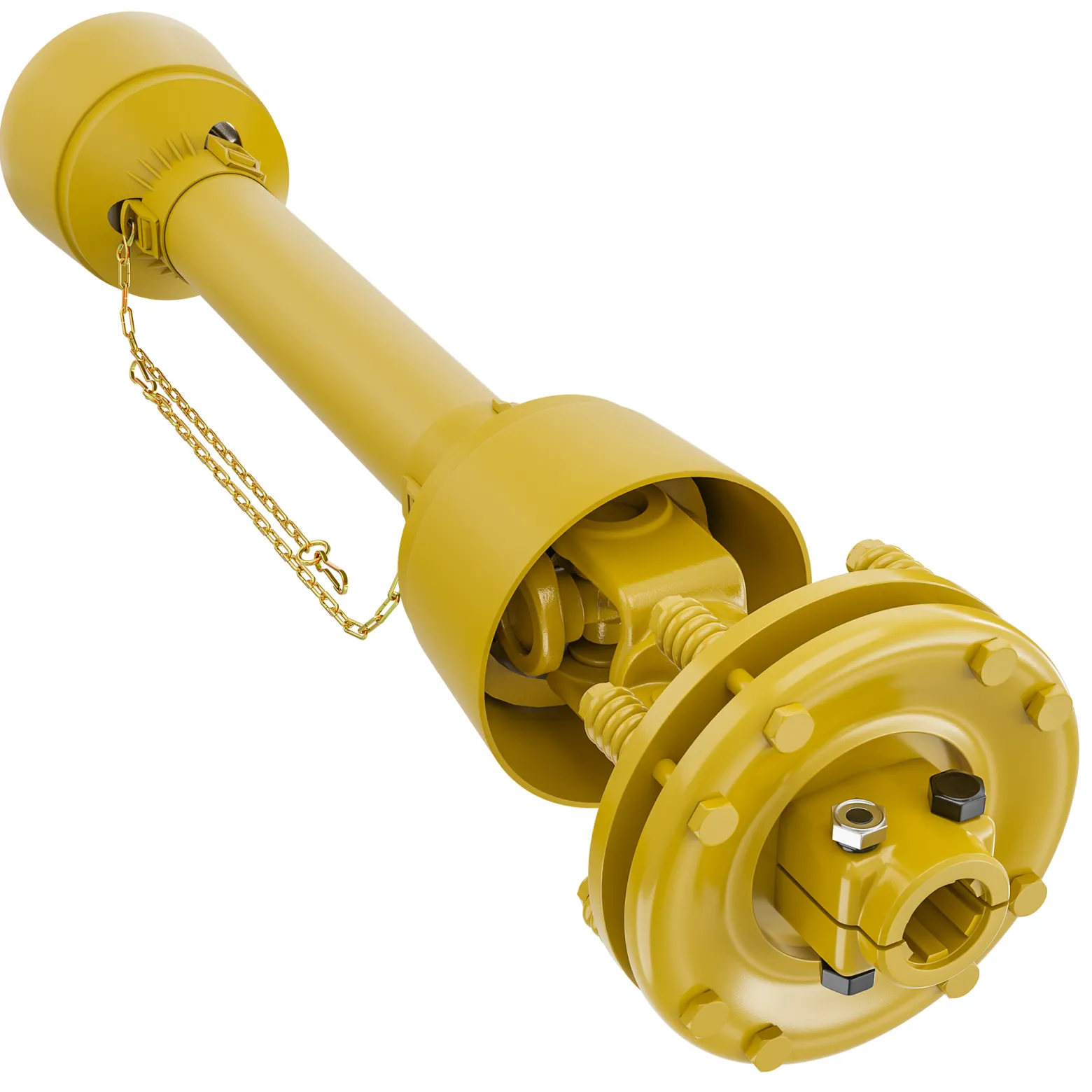 Zapfwellen Kupplung für 6 Zahn Keilwelle 1 3/8" AG und IG, PTO-Shaft mit max. 1200Nm, gelb