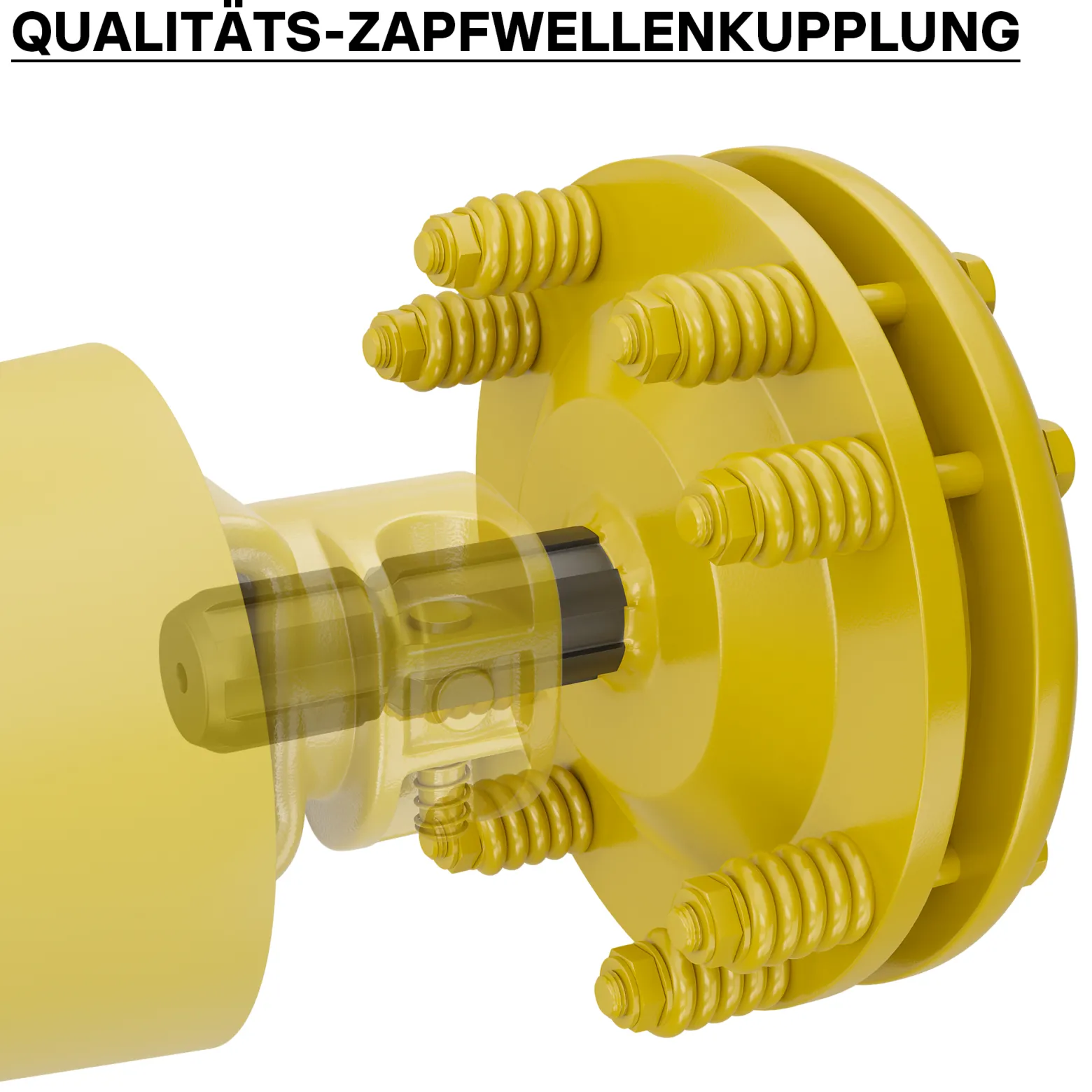 Zapfwellen Kupplung für 6 Zahn Keilwelle 1 3/8" AG und IG, PTO-Shaft mit max. 1200Nm, gelb