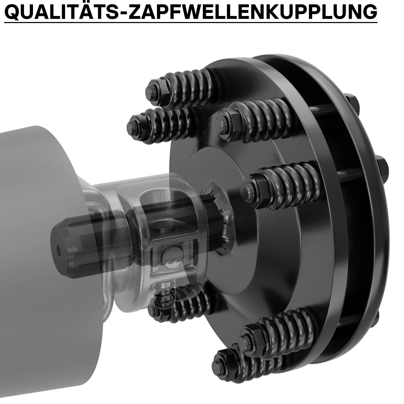 Zapfwellen Kupplung für 6 Zahn Keilwelle 1 3/8" AG und IG, PTO-Shaft mit max. 1200Nm, schwarz