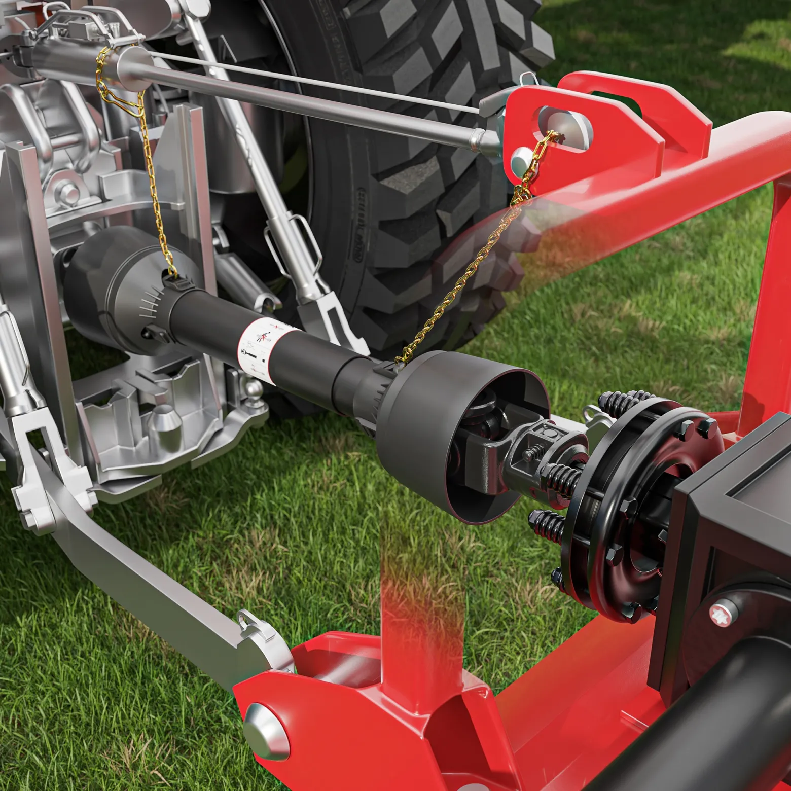 Zapfwellen Kupplung für 6 Zahn Keilwelle 1 3/8" AG und IG, PTO-Shaft mit max. 1200Nm, schwarz