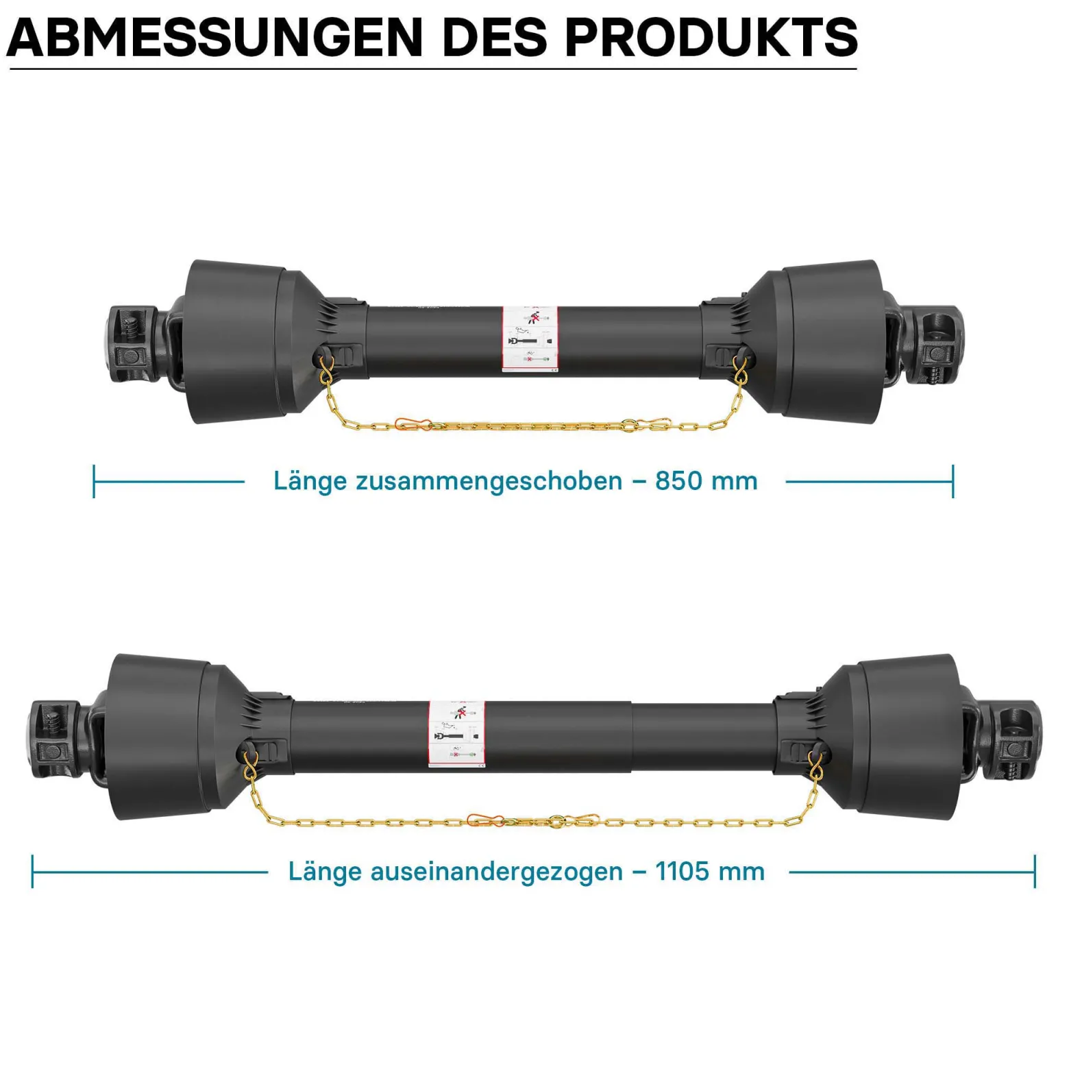 Zapfwelle T4 Gelenkwelle 850-935mm 460Nm 540U/min, PTO-Shaft, 40kW (55PS), 2x 1 3/8" 6 Zähne