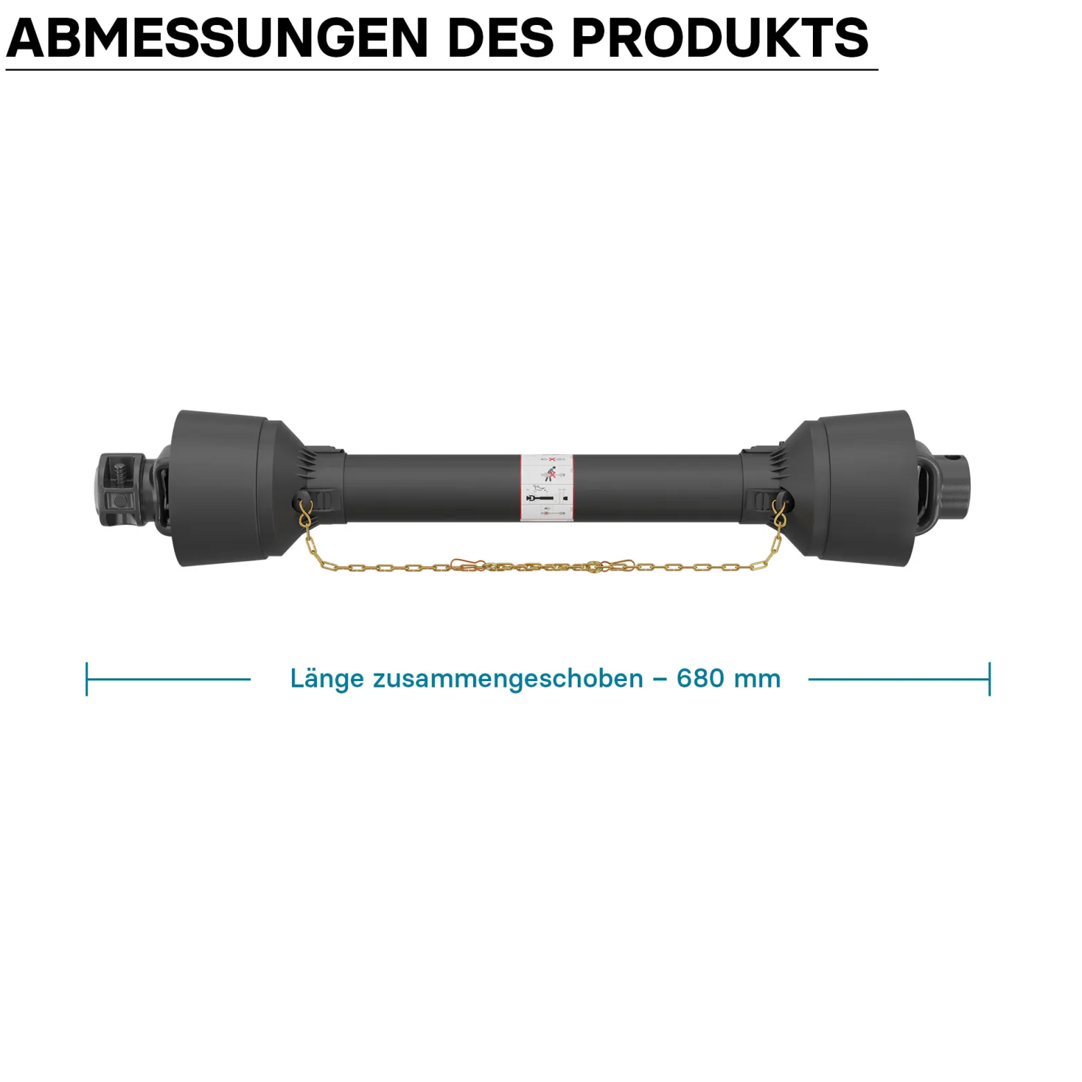 Zapfwelle T1 Gelenkwelle 680mm 210Nm 540U/min, PTO-Shaft, 18kW (25PS), 2x 1 3/8" 6 Zähne