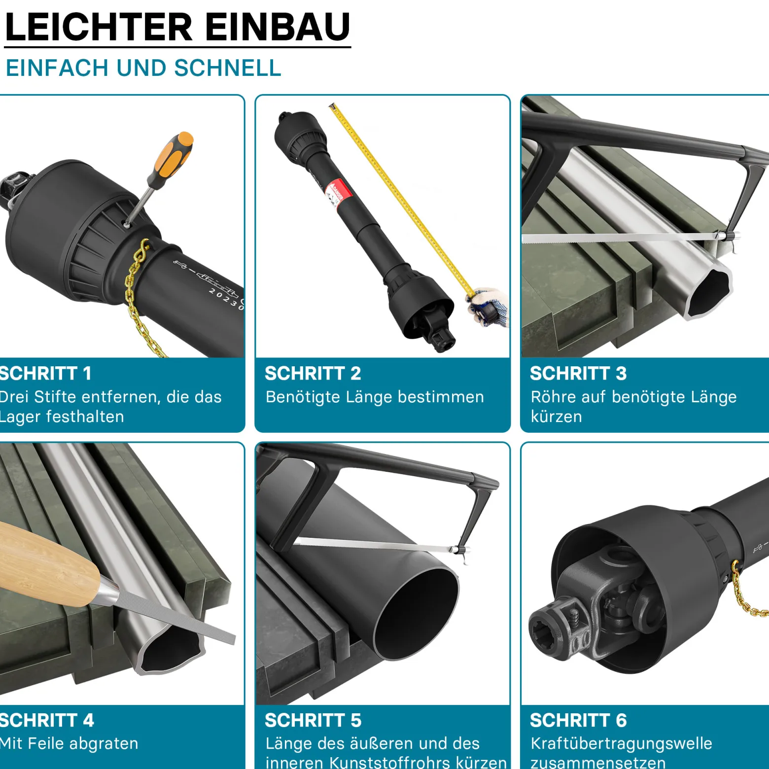 Zapfwelle T6 Gelenkwelle 1270-1397mm 830Nm 540U/min, PTO-Shaft, 74kW (100PS), 2x 1 3/8" 6 Zähne