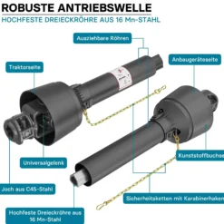 Zapfwelle T5 Gelenkwelle 1800-1980mm 620Nm 540U/min, PTO-Shaft, 54kW (74PS), 2x 1 3/8